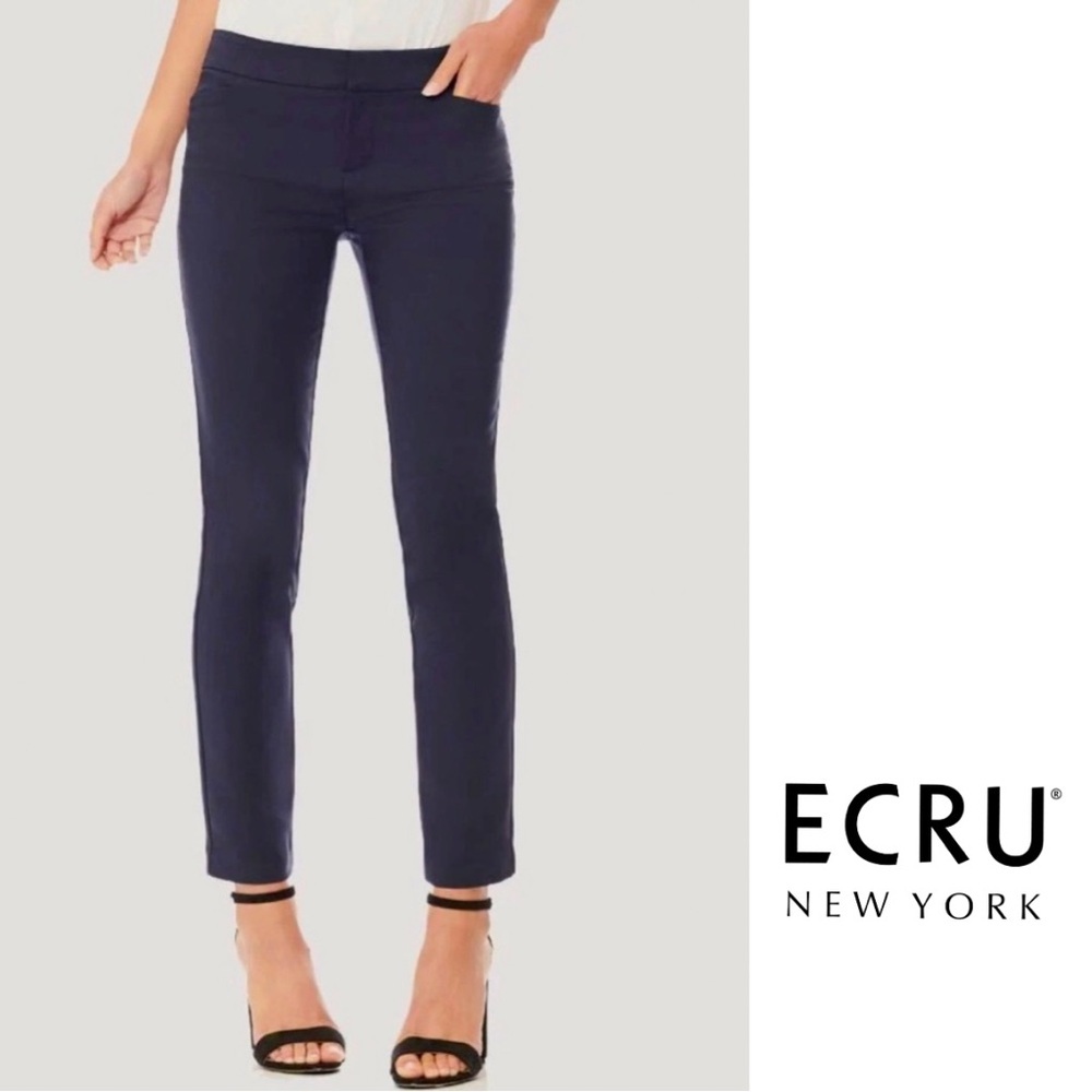 Ecru Black Madison Comfy Slim Trousers 6 EUC